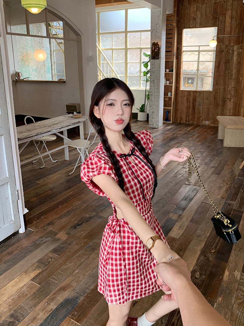【dress】チェック柄ワンピース　M24139