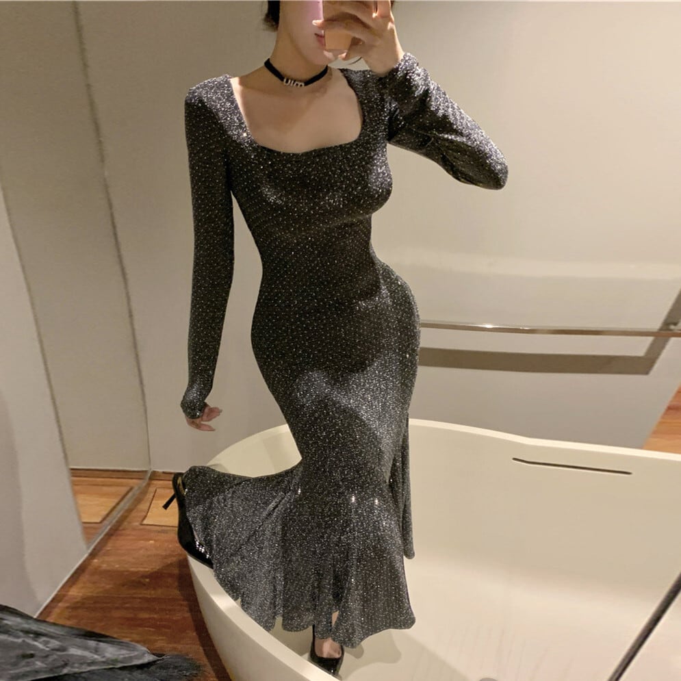 【dress】ビジューマーメイドワンピース　M26179