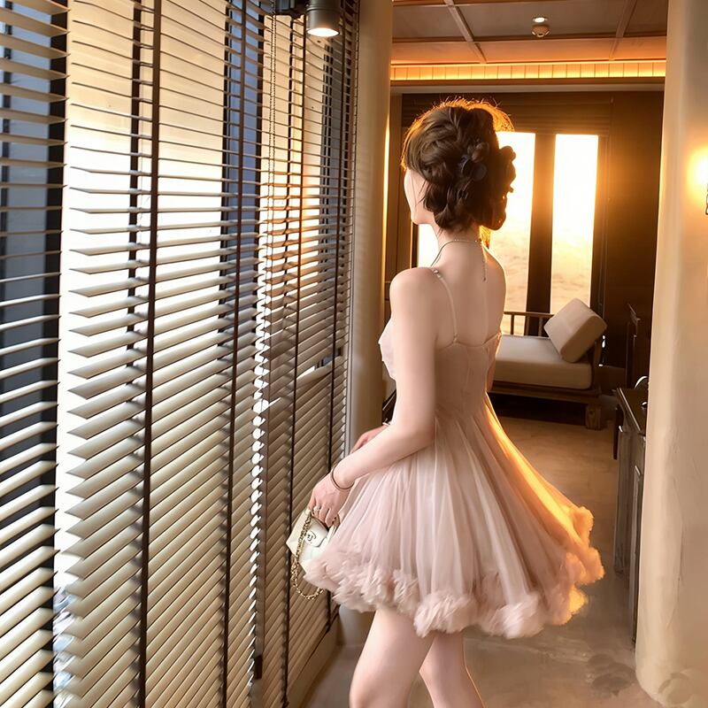 【dress】ギャザーフリルチュールミニワンピース Q8417