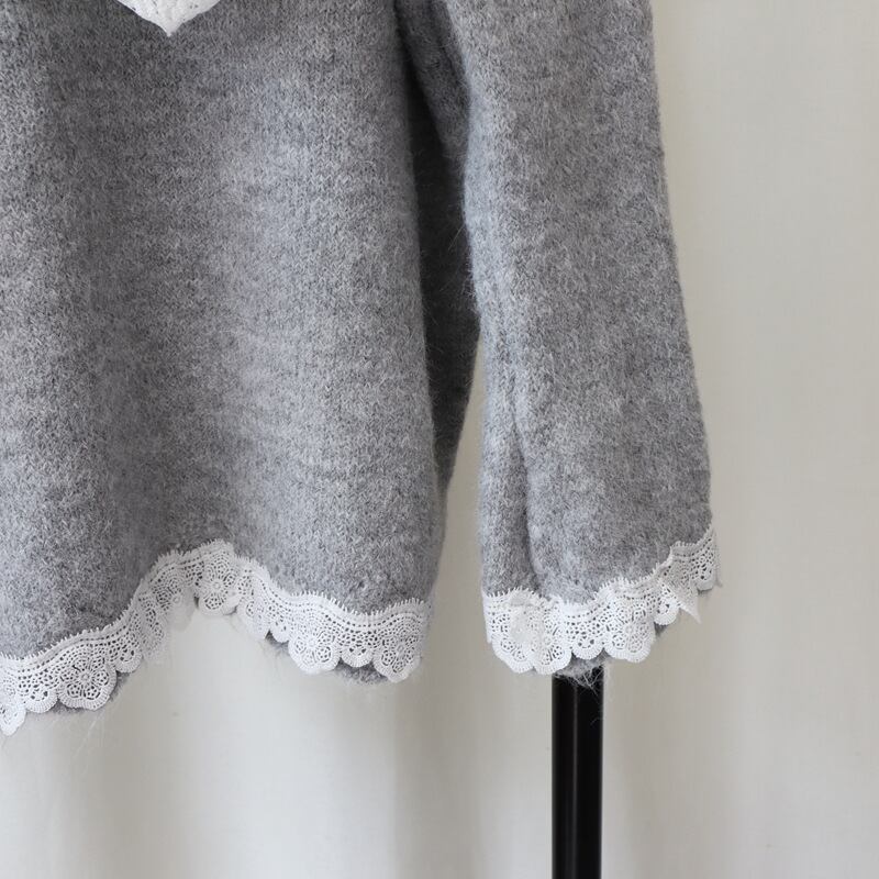 【tops】レース切り替えニットセーター　M27292