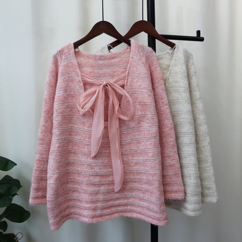 【tops】バックリボン付きニットセーター　M26077