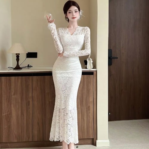 【dress】レースマーメイドワンピース　M28027