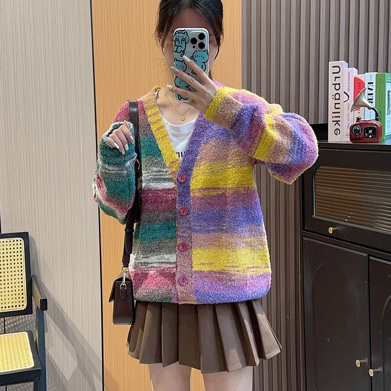 【outer】Vネックニットカーデ　M18515