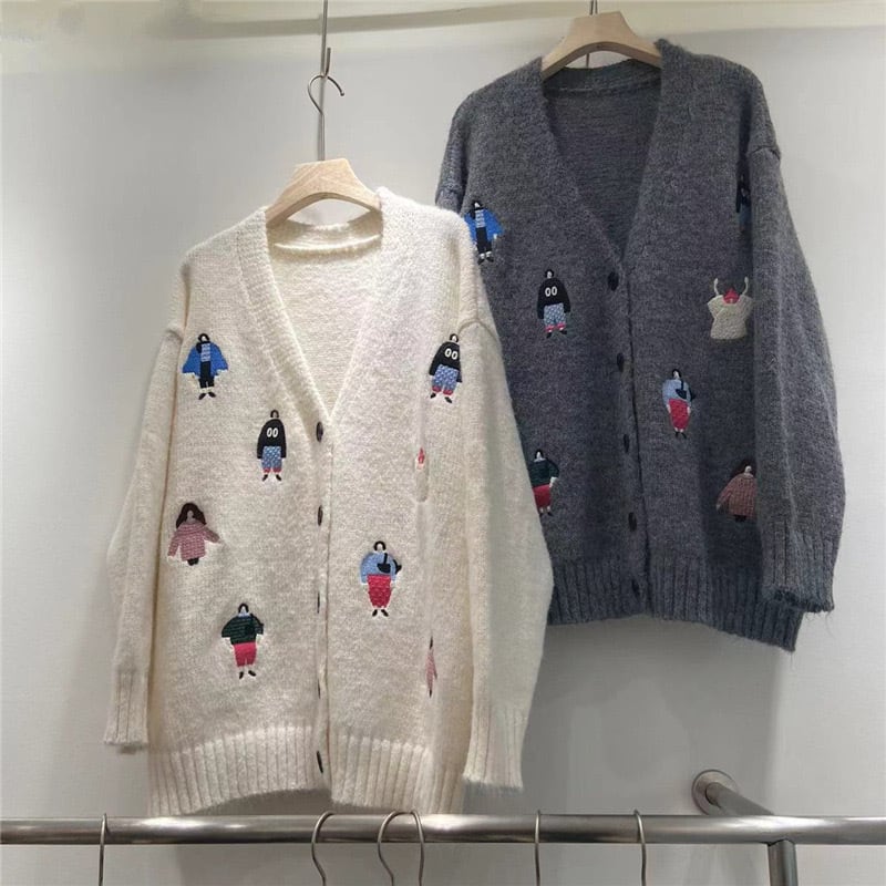 【outer】刺繍ニットカーデ　M26327