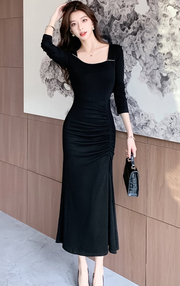 【dress】スリットロングワンピース Q6900