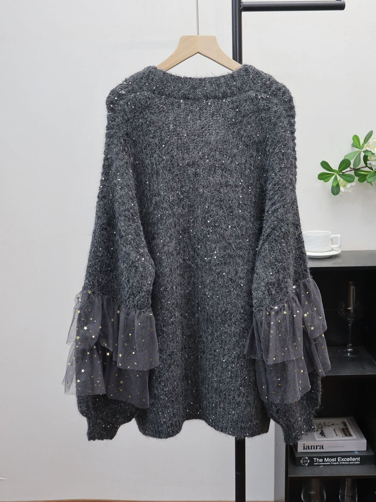 【outer】チュールドッキングニットカーディガン Q7867