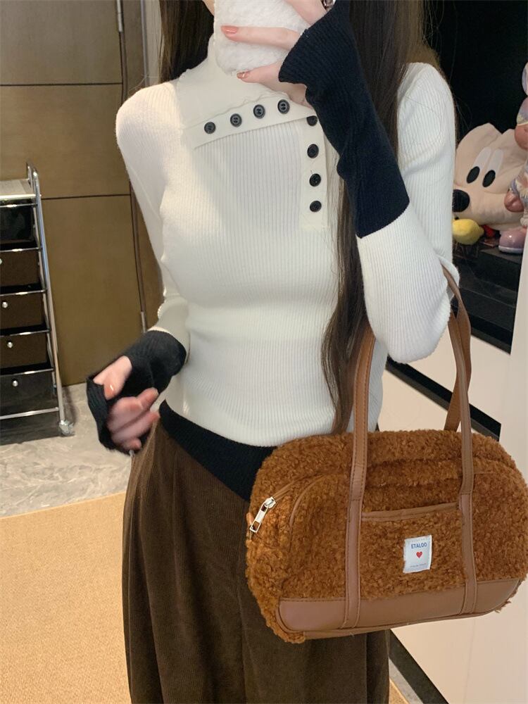 【tops】配色切り替えニットトップス　M28898