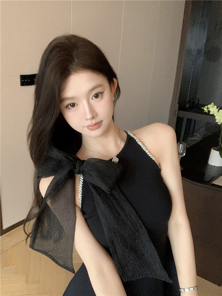 【tops】ノースリーブリボン付きトップス　M24344