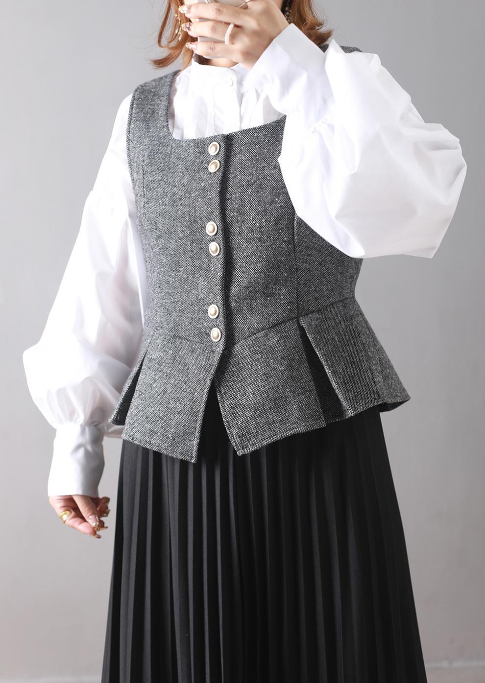 【set】ランタンスリーブシャツトップス×ベストセット　M28017