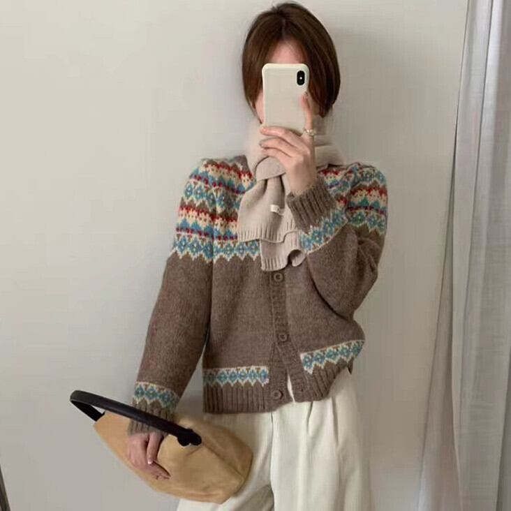 【outer】ジャカードニットカーデ　M27424