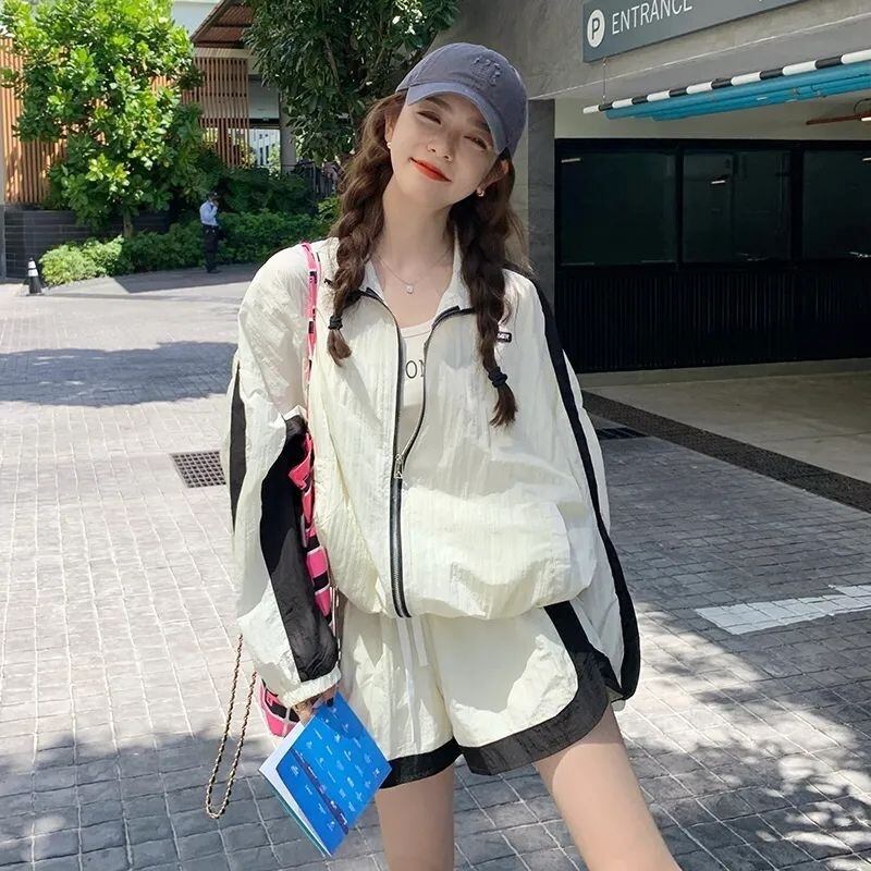 【set】薄手長袖アウター+ショートパンツ２点セットG21287