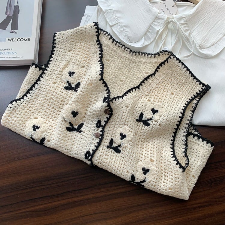 【tops】ジャカードニットベスト　M29422