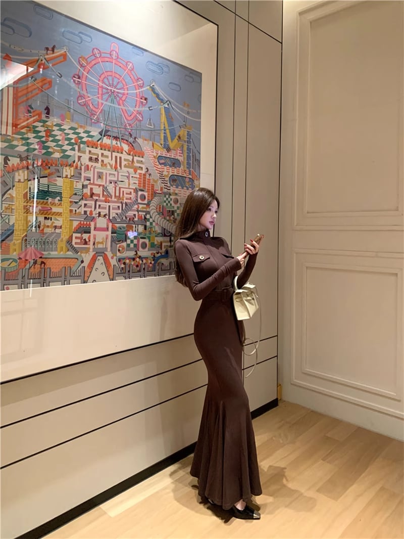 【dress】ロングマーメイドワンピース Q7604