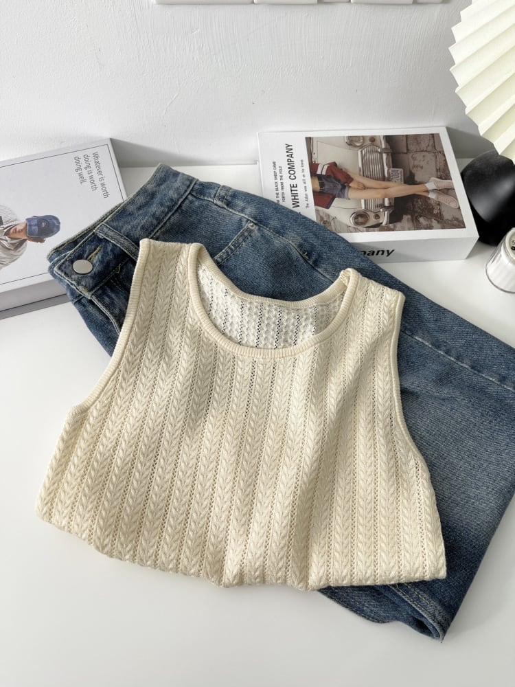 【tops】ニットノースリーブトップス　M29941