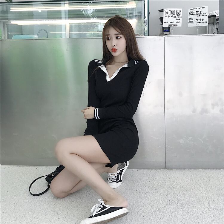 【dress】ファッション! 韓国系シンプル ギャル秋着痩せタイトワンピース G1925