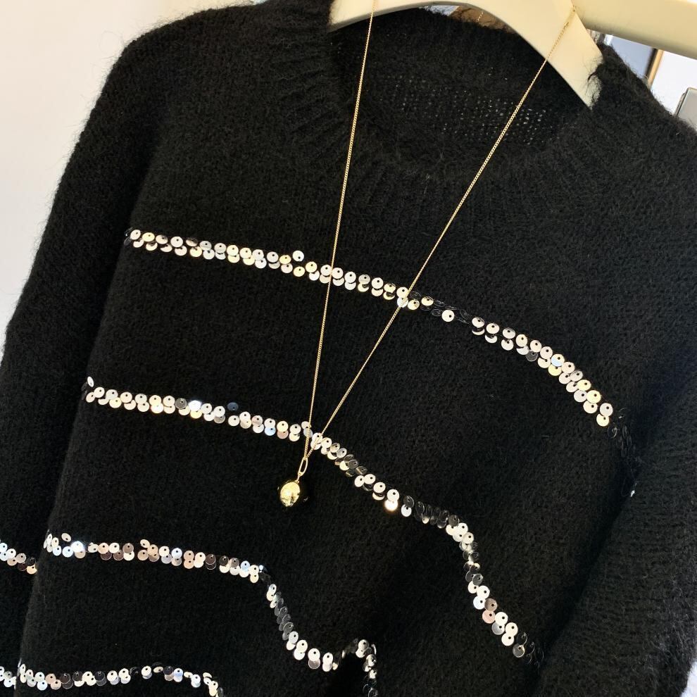 【tops】スパンコールニットセーター　M29252