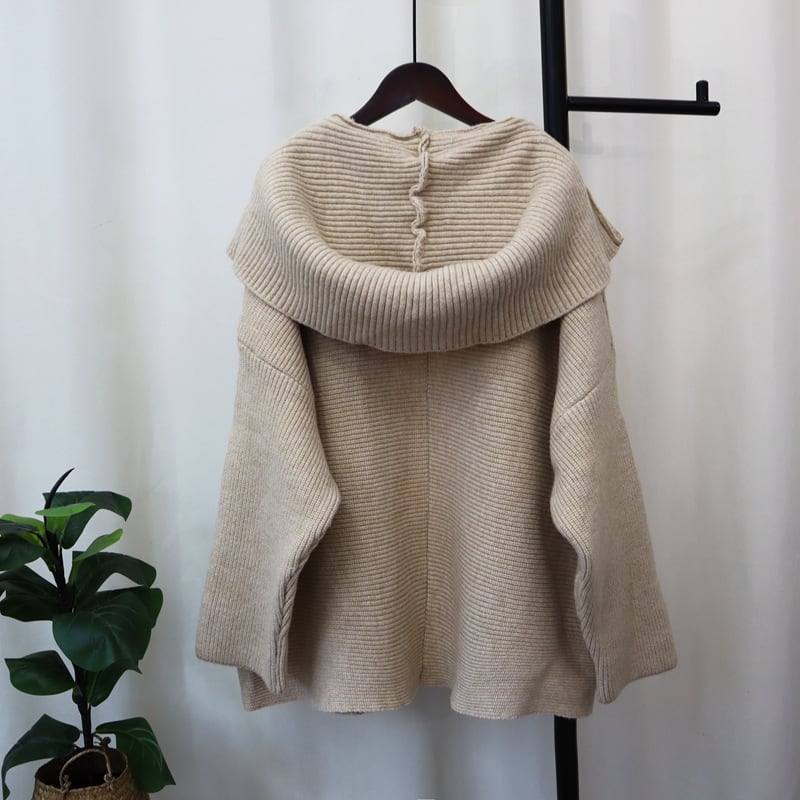 【outer】フード付きニットカーデ　M25389