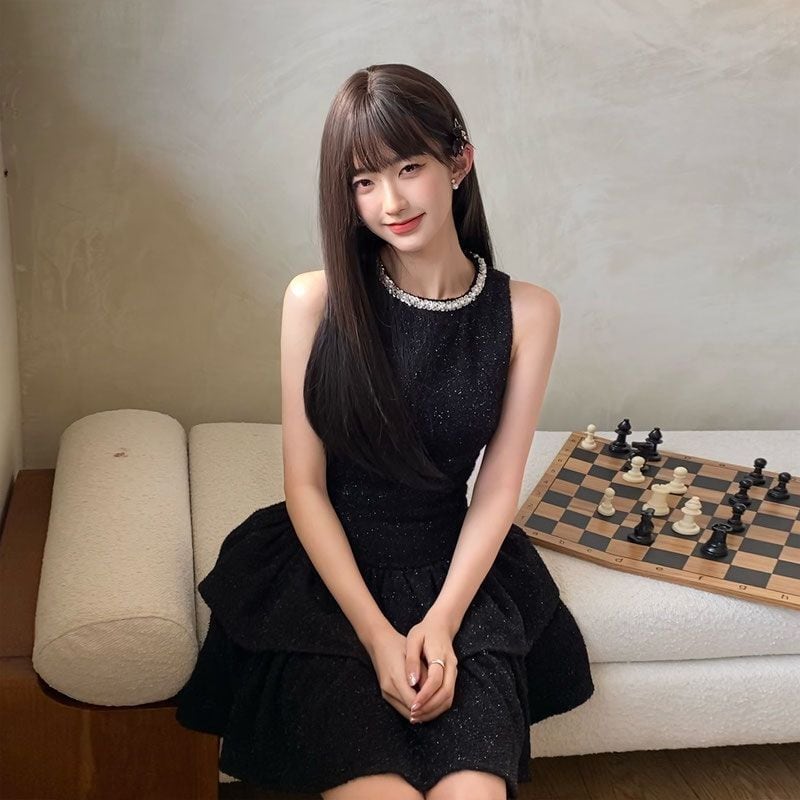 【dress】ビジューノースリーブワンピース　M30040