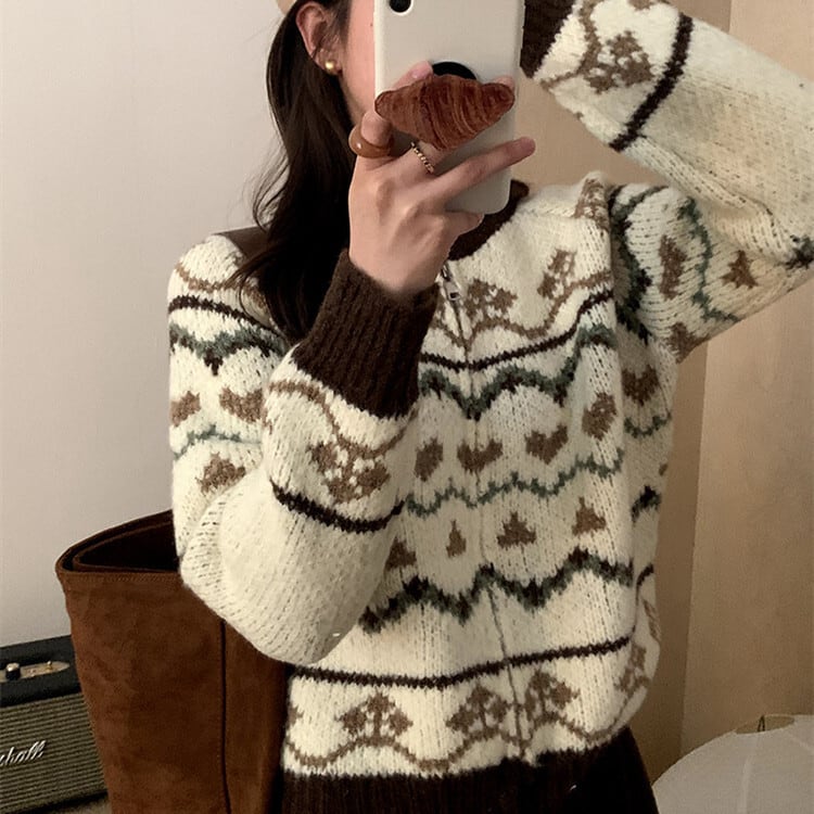【outer】ジャカードニットカーデ　M27120