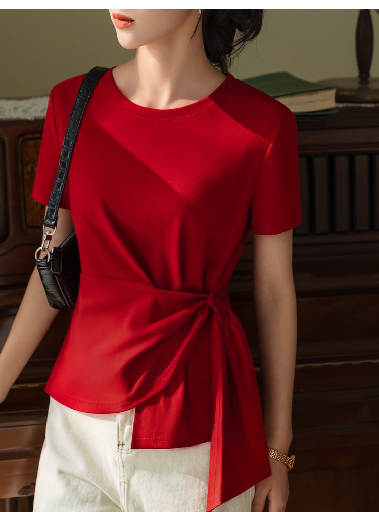 【tops】3色ラウンドネックイレギュラーＴシャツF7385