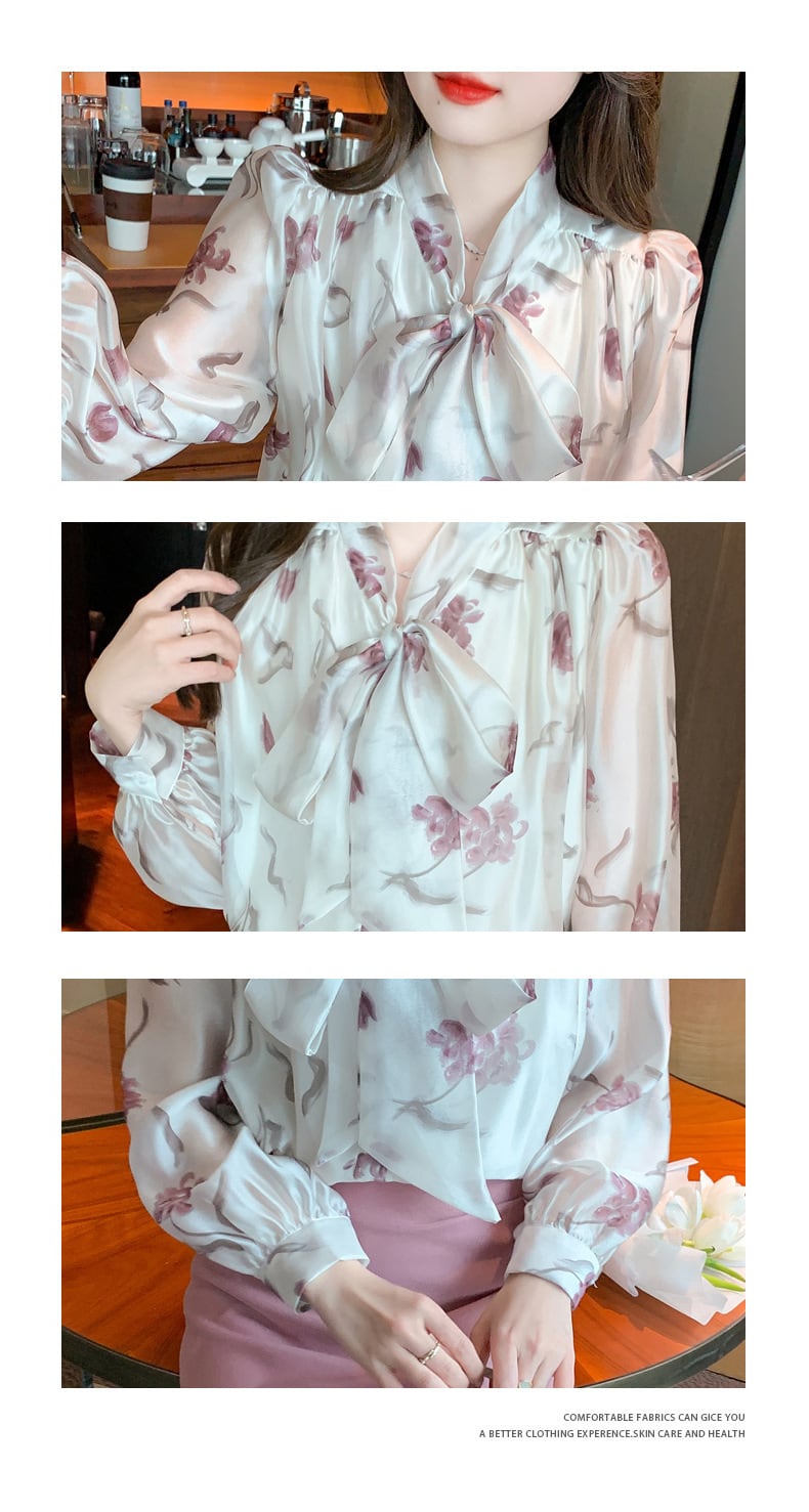 【tops】リボン付きシャツトップス　M28157