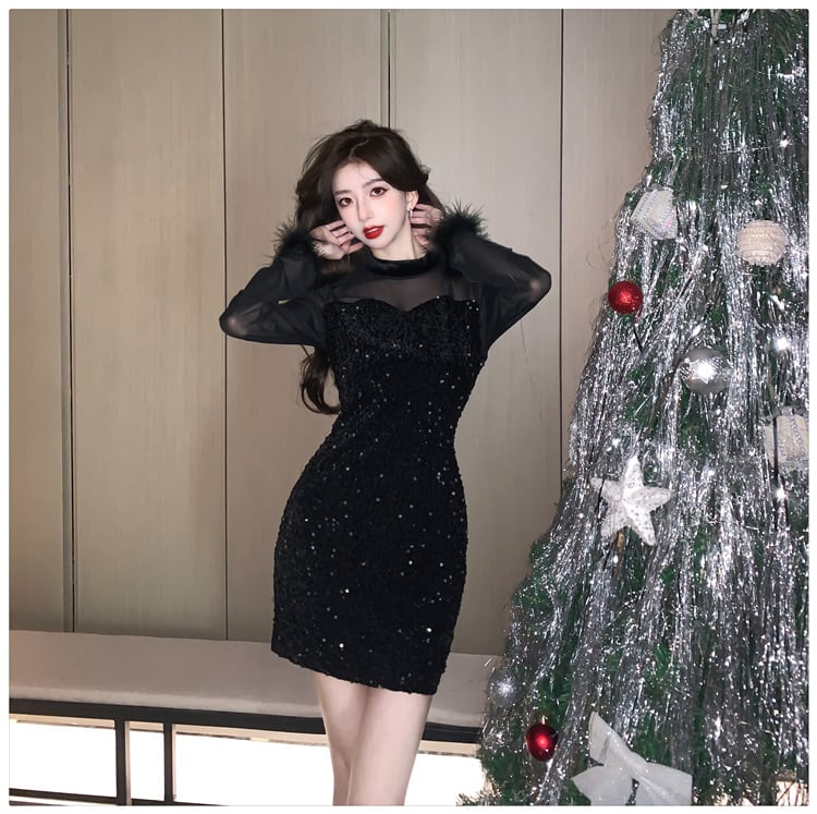 【dress】スパンコールワンピース　M27559