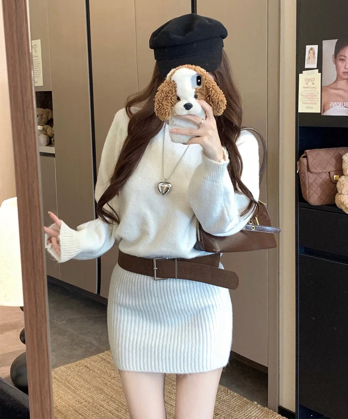 【dress】オフショルニットミニワンピース　N3359