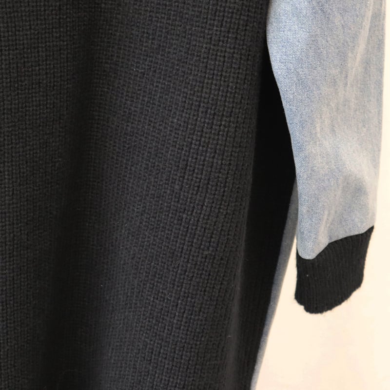 【outer】デニム切り替えニットカーデ　M27513
