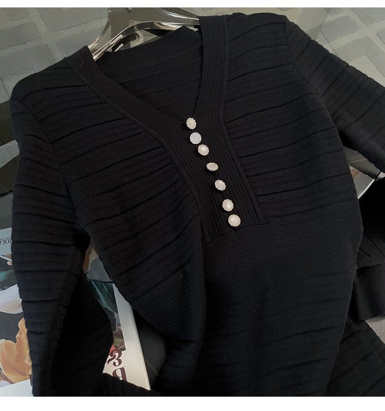 【dress】Vネックニットワンピース　M25346