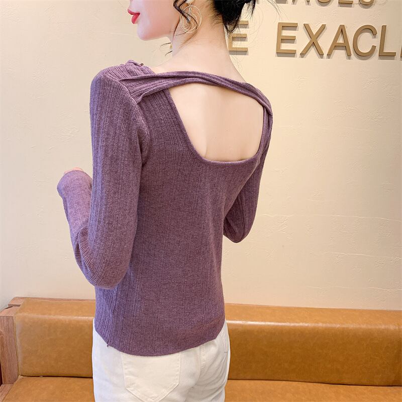 【tops】ビジュー立体フラワーニットトップス　M27727