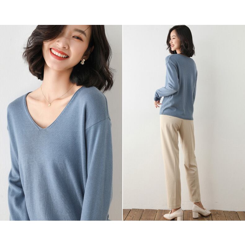 【tops】Vネックニットプルオーバー　M19161