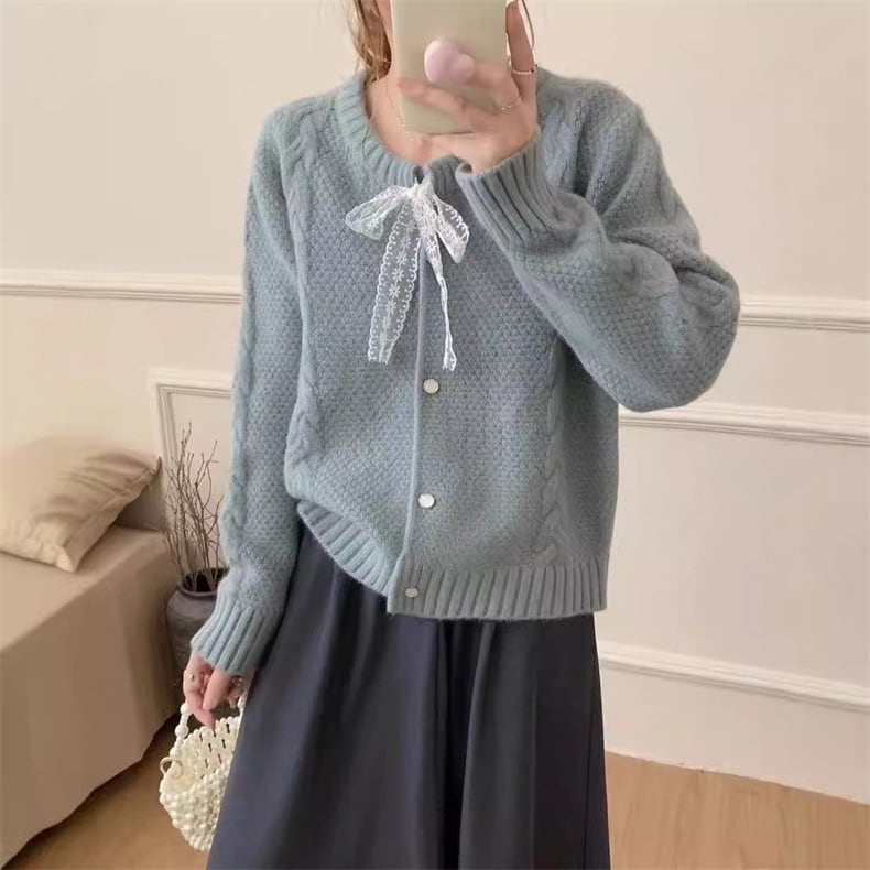 【outer】ボーダー柄ニットカーデ　M25901