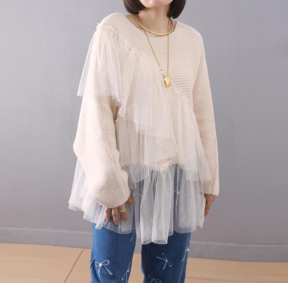 【tops】チュールドッキングニットセーター　M26966
