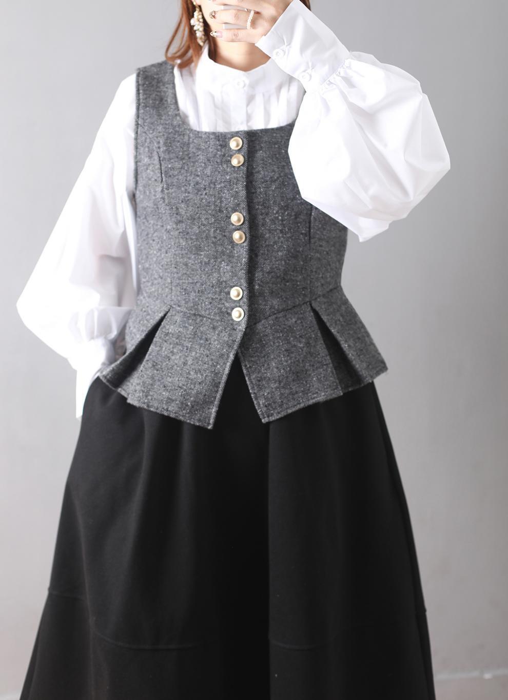 【set】ランタンスリーブシャツトップス×ベストセット　M28017