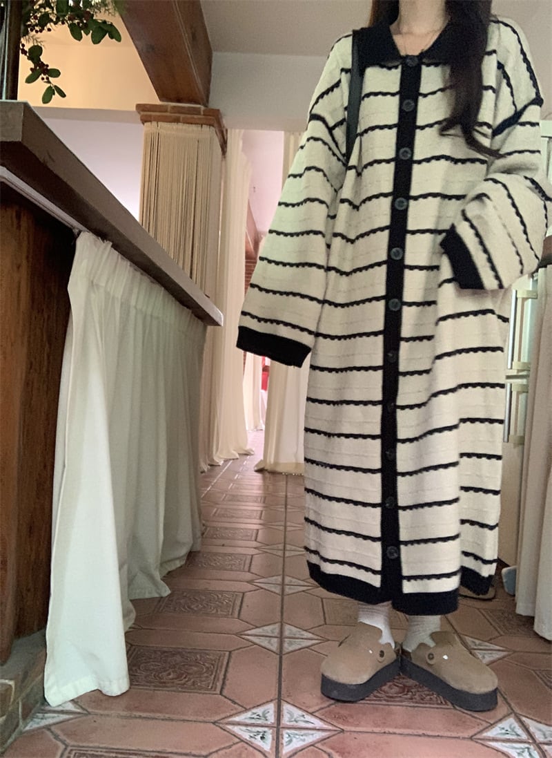 【dress】ボーダー柄ニットワンピース　M28643