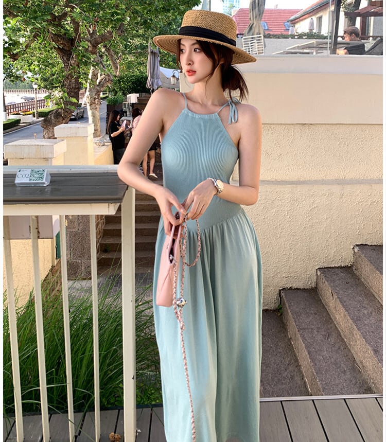 【dress】ニット切り替えワンピース