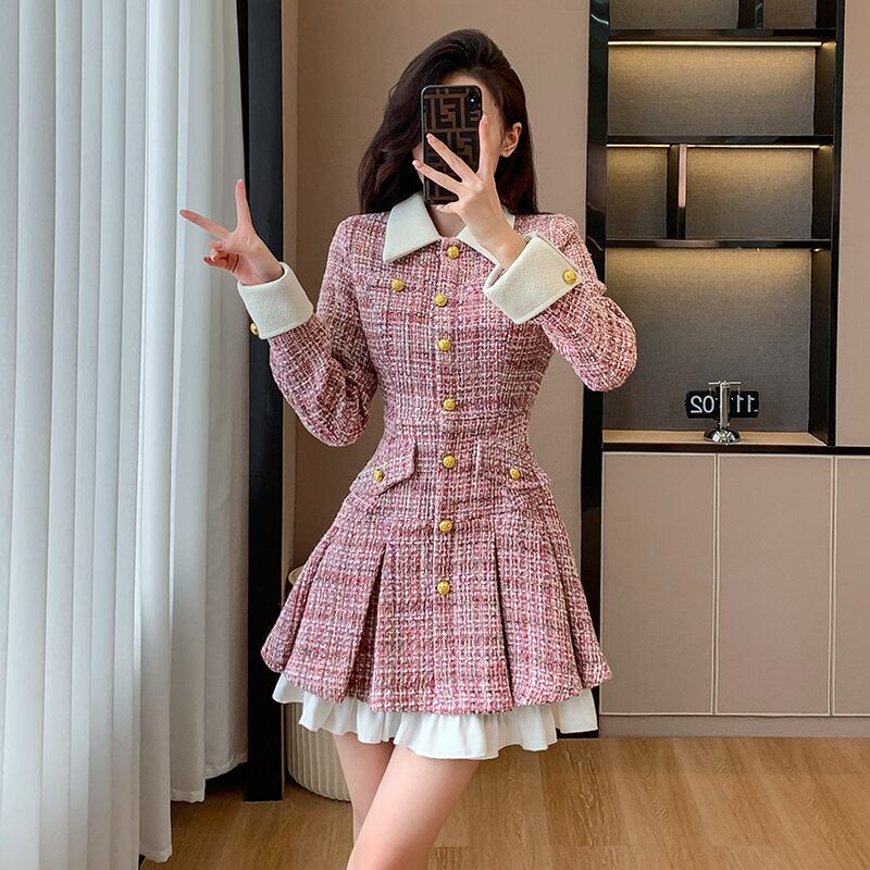 【dress】ツイードドッキングワンピース　M18135