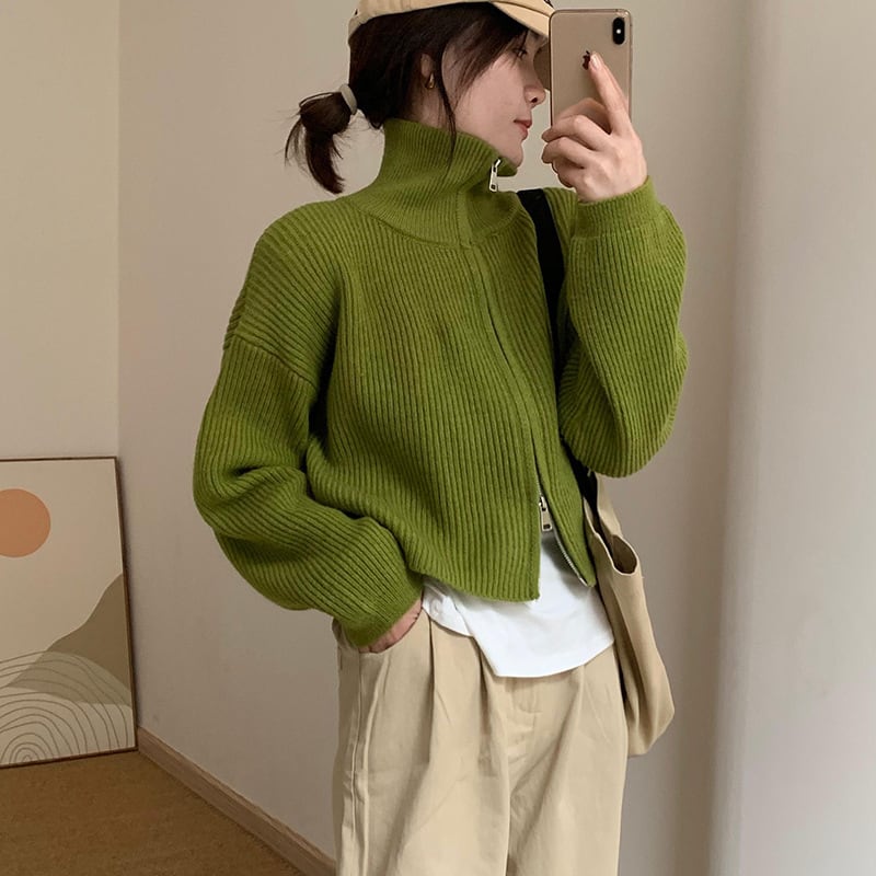 【outer】ファスナーニットカーデ　M28916