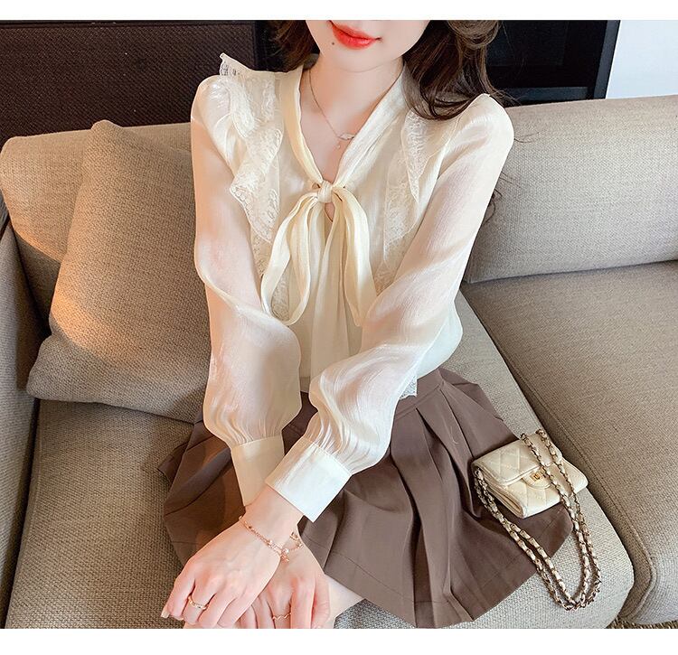 【tops】リボン付きシャツトップス　M29094
