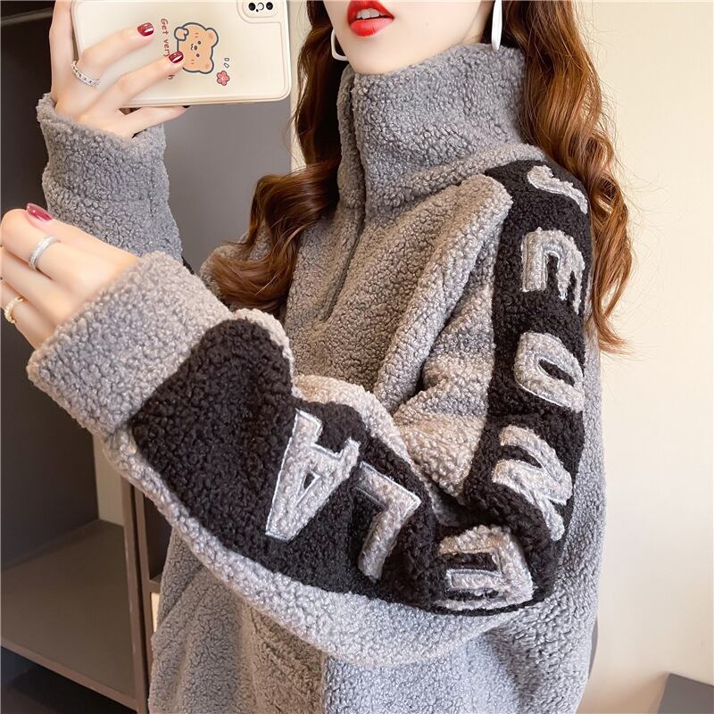 【tops】好感度UP〜気質満点トップススタンドネック裏起毛厚手合わせやすいパーカー G10252