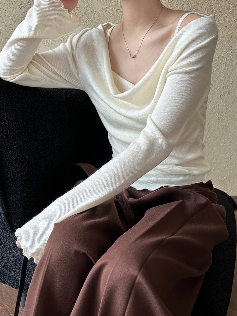 【tops】レイヤードニットトップス　N2875