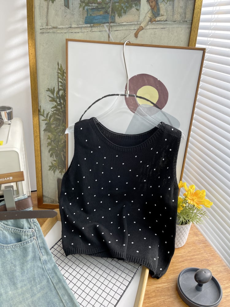 【tops】ノースリーブドット柄トップス　M24555