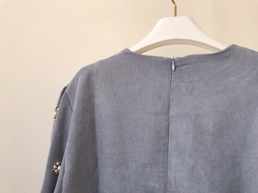 【dress】 韓国系気質満点レトロスウィートパフスリーブ着痩せコールテンワンピース G1775