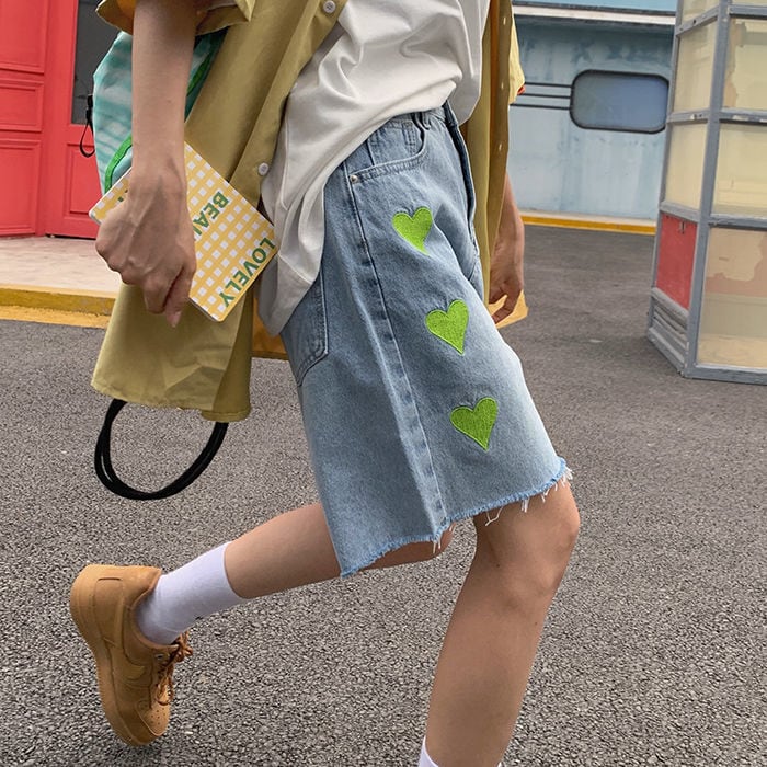 【bottoms】ハートデニムショートパンツG21294