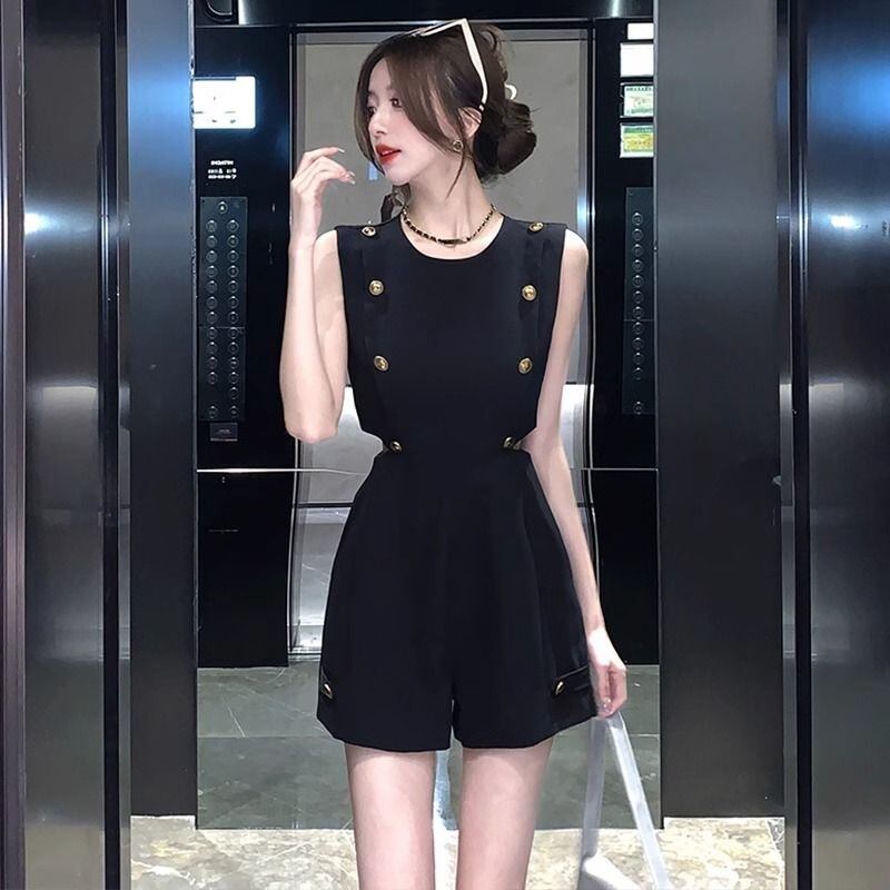 【set】ノースリーブ透かし彫りオールインワンF7374