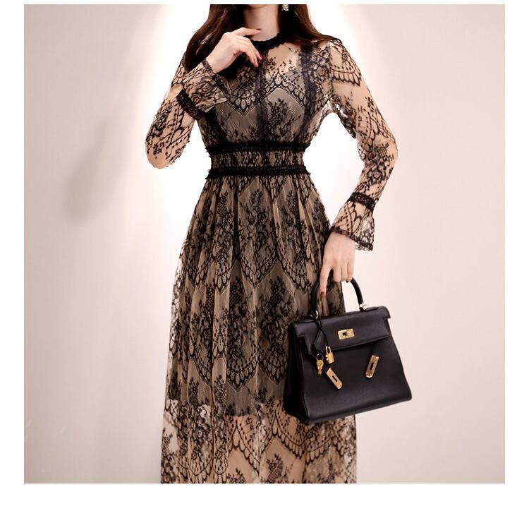 【dress】上品な質感!気質満点レトロファッション高品質レディースレースワンピース G5898