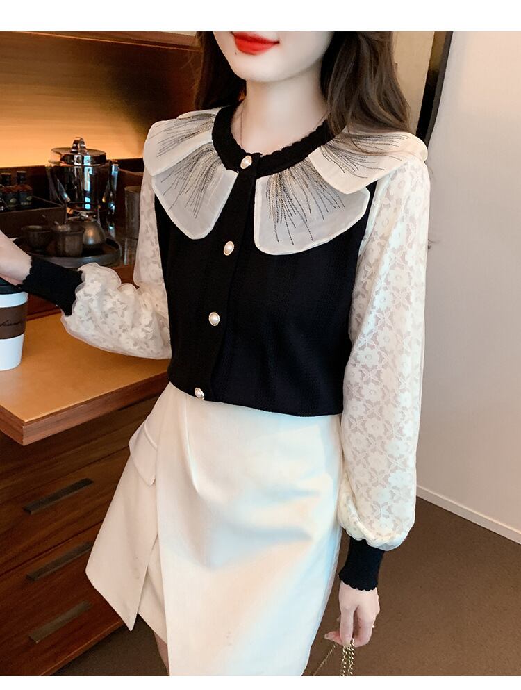 【tops】ドッキングニットトップス　M18814