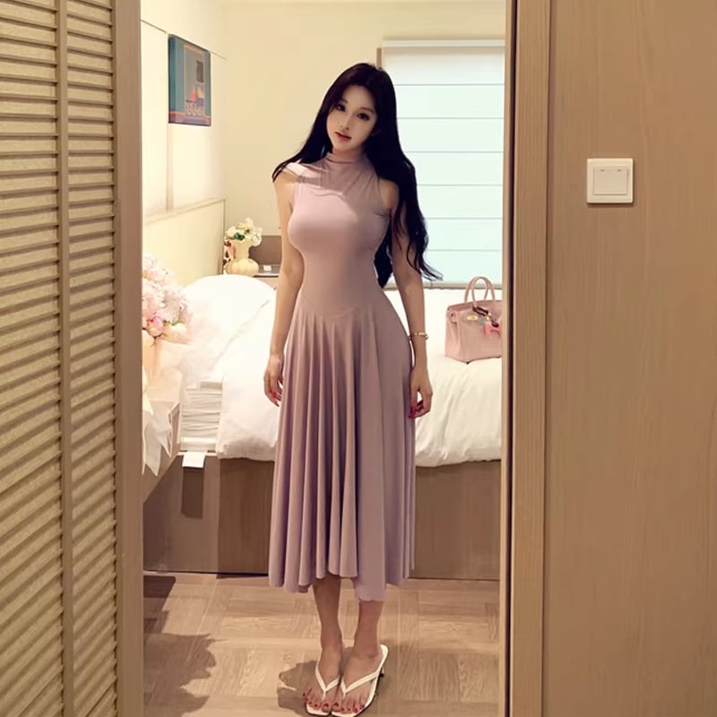 【dress】ノースリーブロングワンピース Q8375