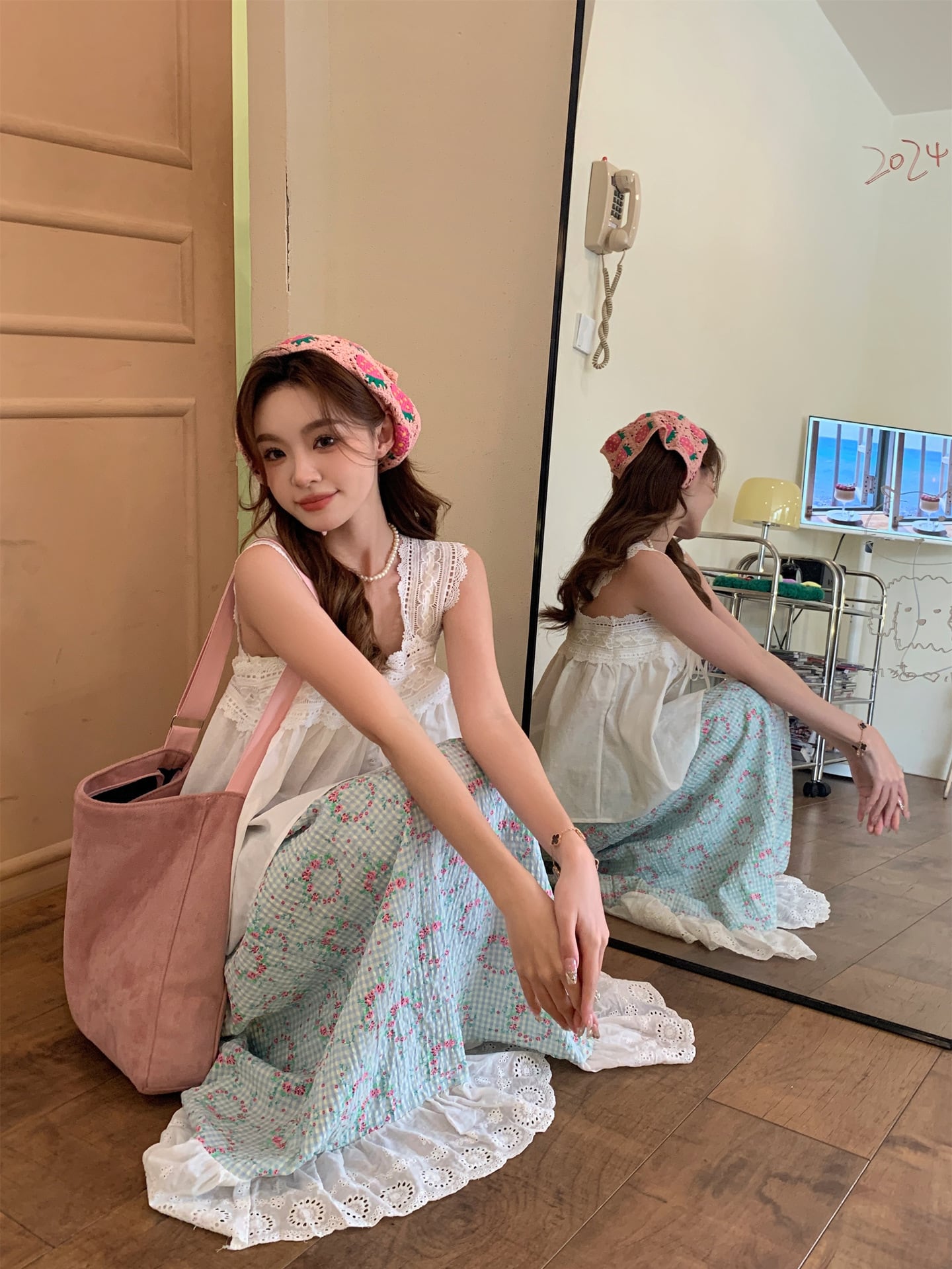 【bottoms】Aライン花柄スカートG20484