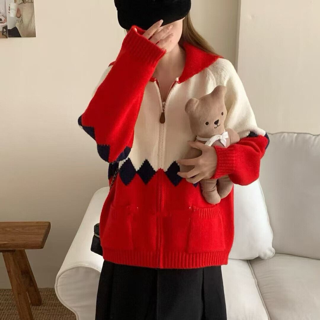 【outer】ファスナーニットカーデ　M29048